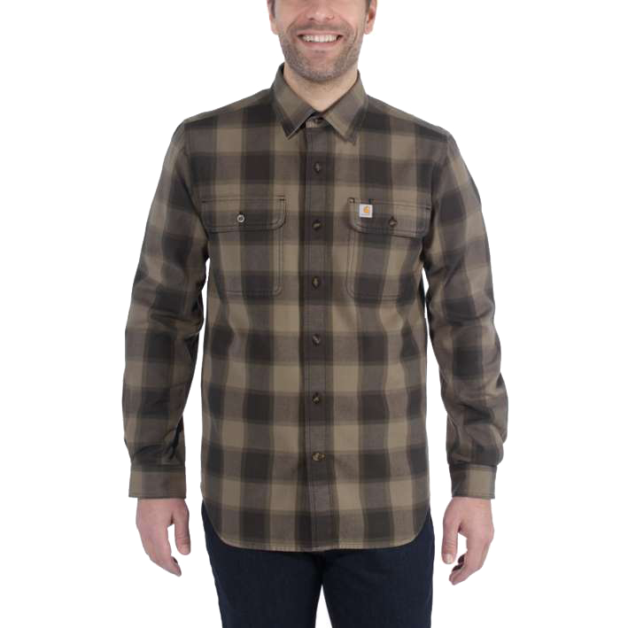 A HUBBARD SLIM FIT FLANNEL SHIRT BURNT OLIVE â Burning Hearts Apparel